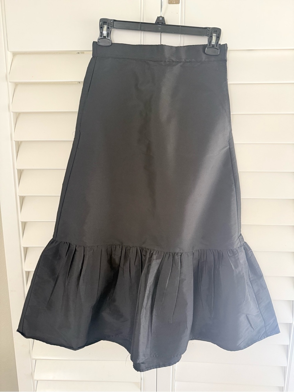 Zara Black Ruffle-Hem A-Line Midi Skirt